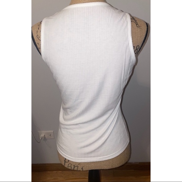 White Solid Rib-Knit Tank Top - Picture 3 of 3